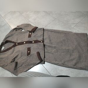 On 34th Brown and Cream Cardigan And Skirt Patterned Garment Size Small